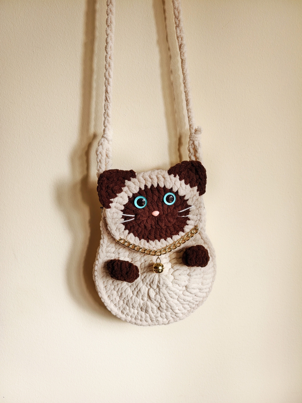 Handmade Crochet Cat Crossbody Bag Cute Pet Design Cottagecore Bag
